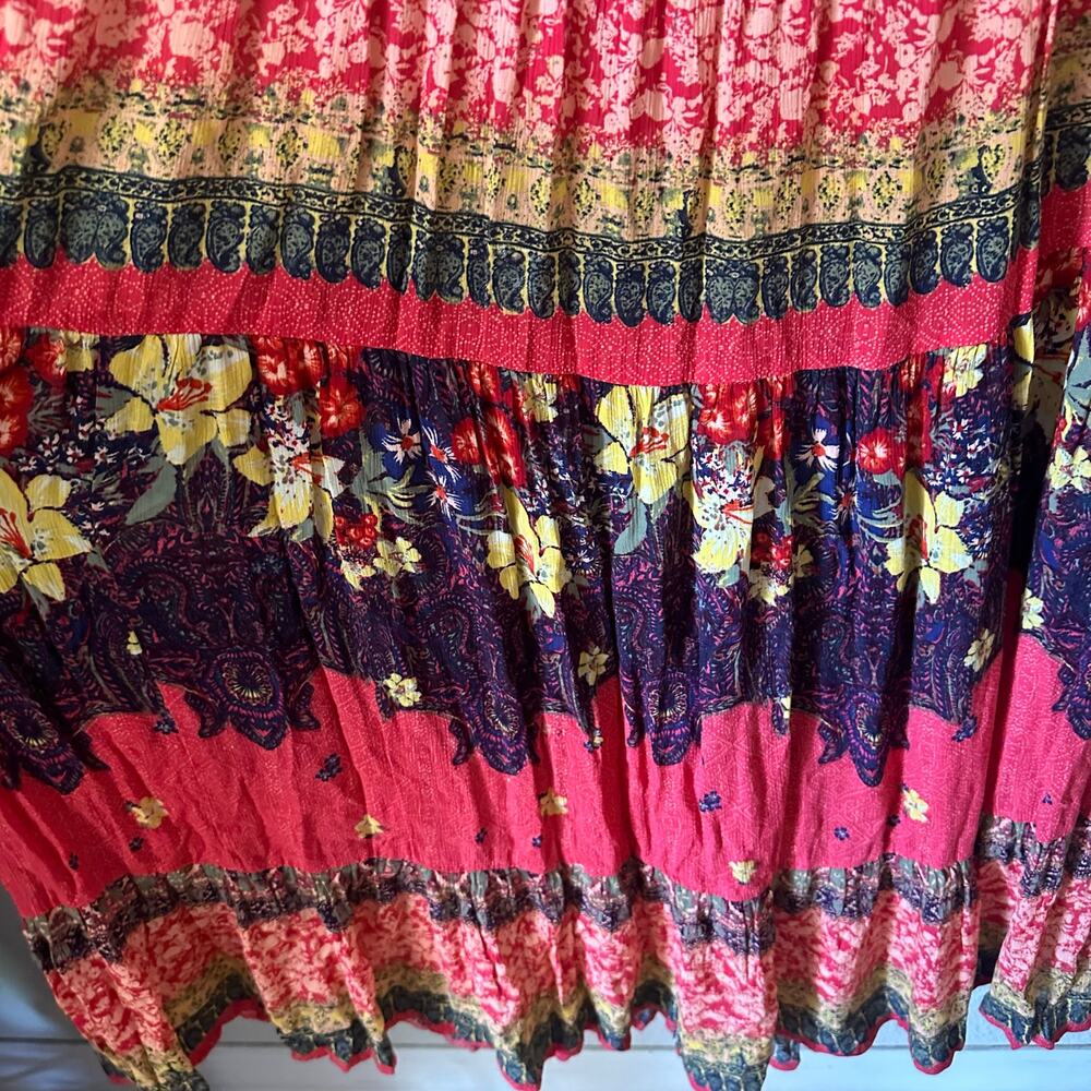 Free People Give A Little Boho Maxi Dress Floral in Pink Multi Size Medium - Picture 8 of 9